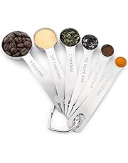 1Easylife 18/8 Stainless Steel Measuring Spoons, Set of 6 for Measuring Dry and Liquid Ingredients