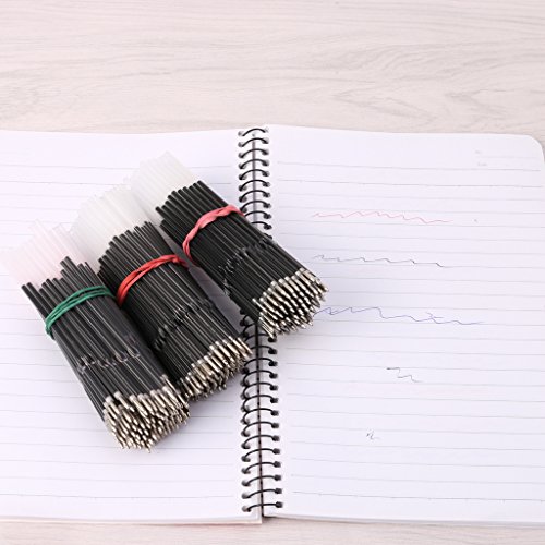 Milue 100Pcs 0.7mm Ballpoint Pen Refill Black Blue Red Stationery School Office Supply (Black)