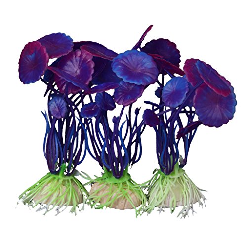Artificial Plastic Plants Aquarium Decor Ceramic Base Water Grass