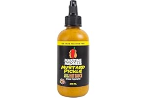 Maritime Madness, Mustard Pickle Hot Sauce, Made in Canada, 275ml Squeeze Bottle, Vegan, Gluten Free, Dairy Free, Soy Free, O