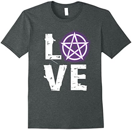 Mens Love Wicca TShirt with Pentagram for Wiccan Pagan Pride XL Dark Heather