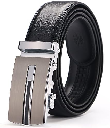 Men's Belts,Gifny Leather Ratchet Dress Belt with Automatic Buckle 1 3/8" Wider for from 22" to 44" Waist - Black
