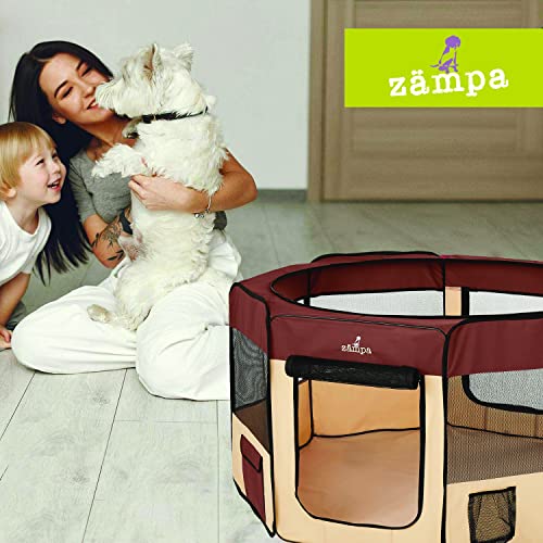 Zampa Dog Playpen Medium 45"x45"x24" Pop Up Portable Playpen for Dogs