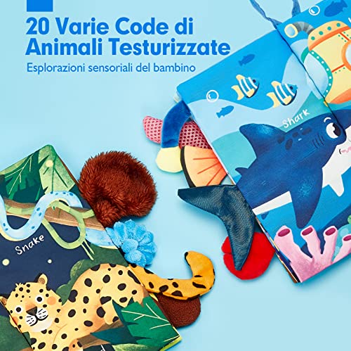 hahaland Baby Fabric Books 2 Pieces – Animal Tails Soft Jungle Books, Sensory Children Interactive Book, Tactile Book for Tummy Time 0 6 12 Months