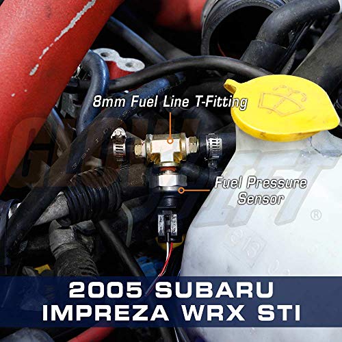 GlowShift 8mm (5/16") Fuel Line Fuel Pressure Sensor TFitting Adapter