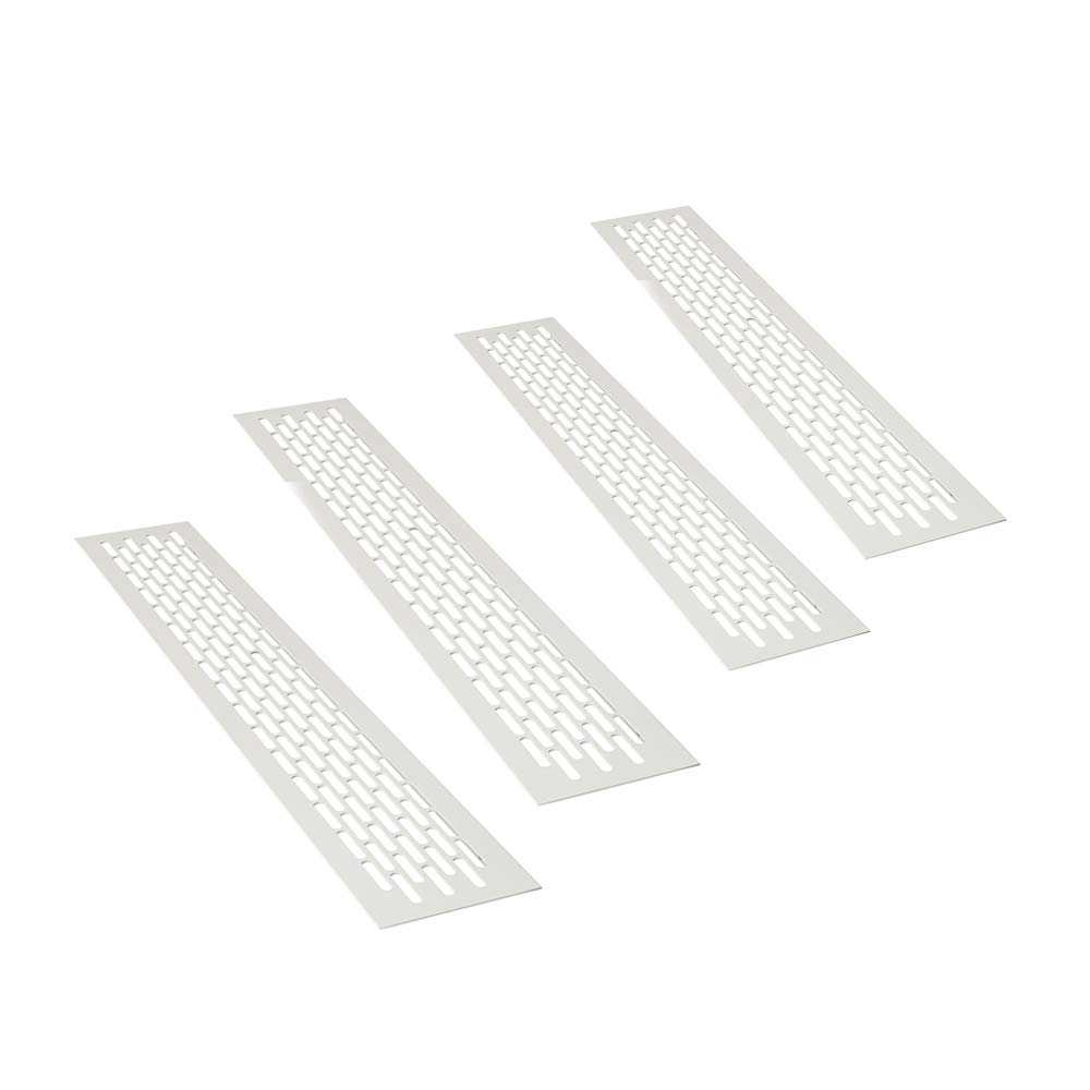 sossai® Aluminium Ventilation Grille - Alucratis (Pack of 4) | Rectangular - Dimensions: 44 x 8 cm | Colour: White | Powder-Coated