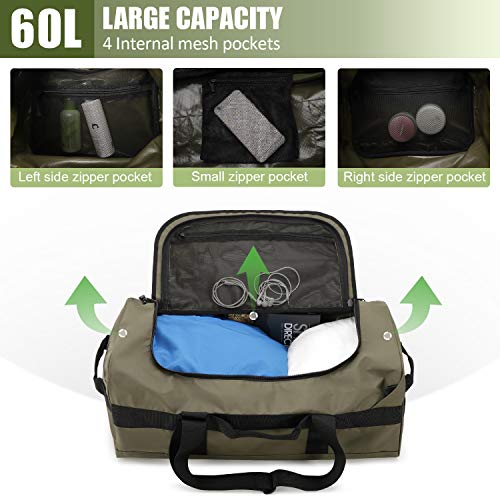 MIER 60L Water Resistant Backpack Duffle Heavy Duty Convertible Duffle