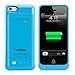 Kujian Slim Rechargeable Case with 4 LED Lights, Built-in Pop-out Kickstand Holder, 2200 mAh External Battery Backup for iPhone 5, 5s, 5c- Blue