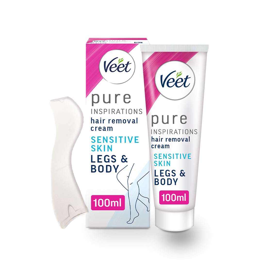Veet Pure Inspirations Hair Removal Cream for Sensitive Skin, for Legs and Body, 100ml