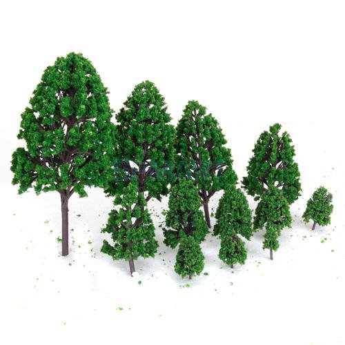 Mixed Model Trees,19 Different Model Trees & 4 Different Flower Bed with 2 Different Cows and 1 Mini Tables and Chairs Model Train Scenery Miniature Landscape Scenery