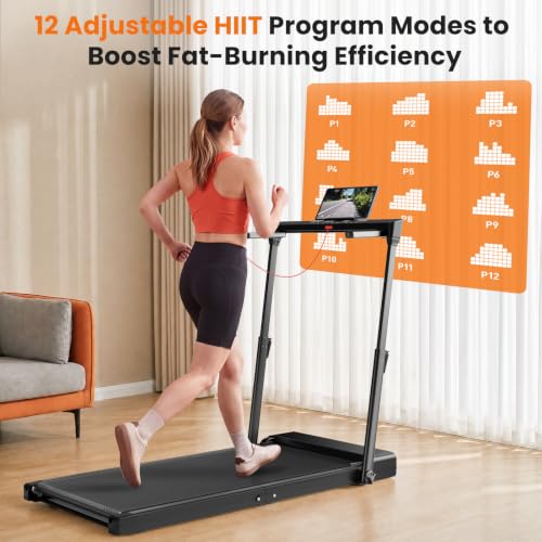 JAGJOG Vertical Folding Treadmill, Quiet 7.5 MPH, 300 lb | Vertical Folding Storage, Adjustable Handlebar, Touch Control, Quiet 2.5HP Motor, 12 Programs, 39" x 16" Belt, No Assembly