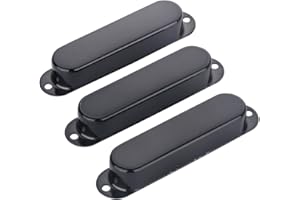 GUTAHARE 3Pcs Closed Brass Single Coil Pickup Covers Pickup Mounting Ring For Fender Strat Squier Electric Guitar Accessories (Black)