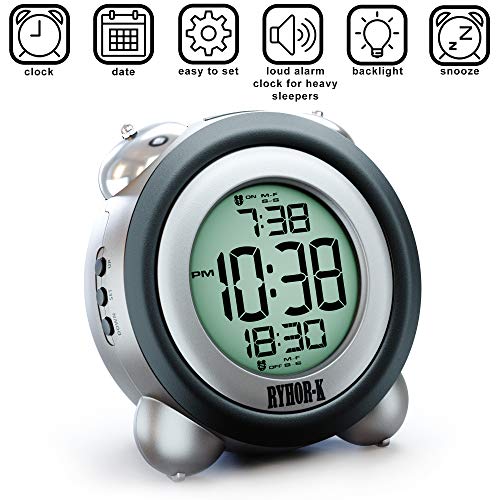 RYHORK Loud Alarm Clock for Heavy Sleepers Simple Digital Clock