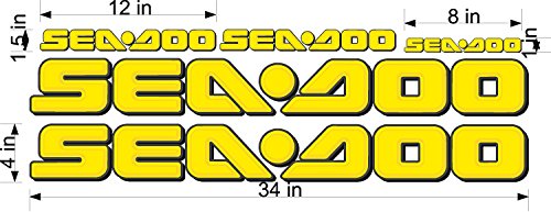 SEA-DOO-3D YELLOW-LOGO-4x34-DECAL-SET-GRAPHIC-STICKER-PACKAGE, REPLACEMENT