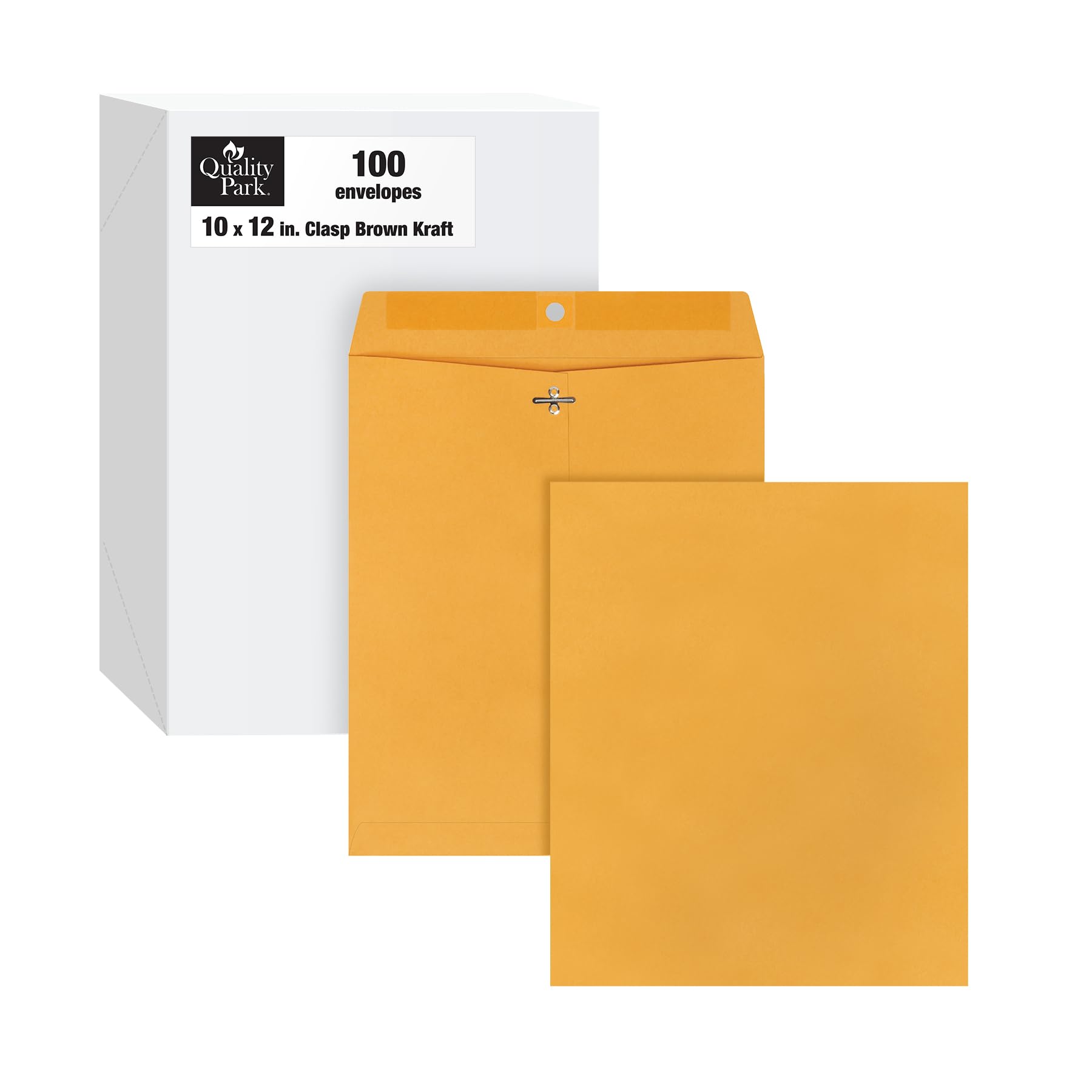 Quality Park 10 x 12 Clasp Envelopes with Clasp Closure and Gummed Seal, Great for Filing, Storing or Mailing Documents, 28 lb Brown Kraft, 100 per Box (QUA37895)
