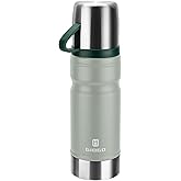 Vacuum Insulated Water Bottle Thermo Water Flask with Cup 680ml/23oz Stainless Steel Thermal Water Bottles Thermo for Hot and Cold Drinks Coffee Water(Light Gray,Single)
