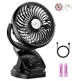 Clip On Fan for Baby Stroller, 4400mah Rechargeable Battery Operated Fans for Car Desk Bed Home Office Camping Traveling Gym, Quiet