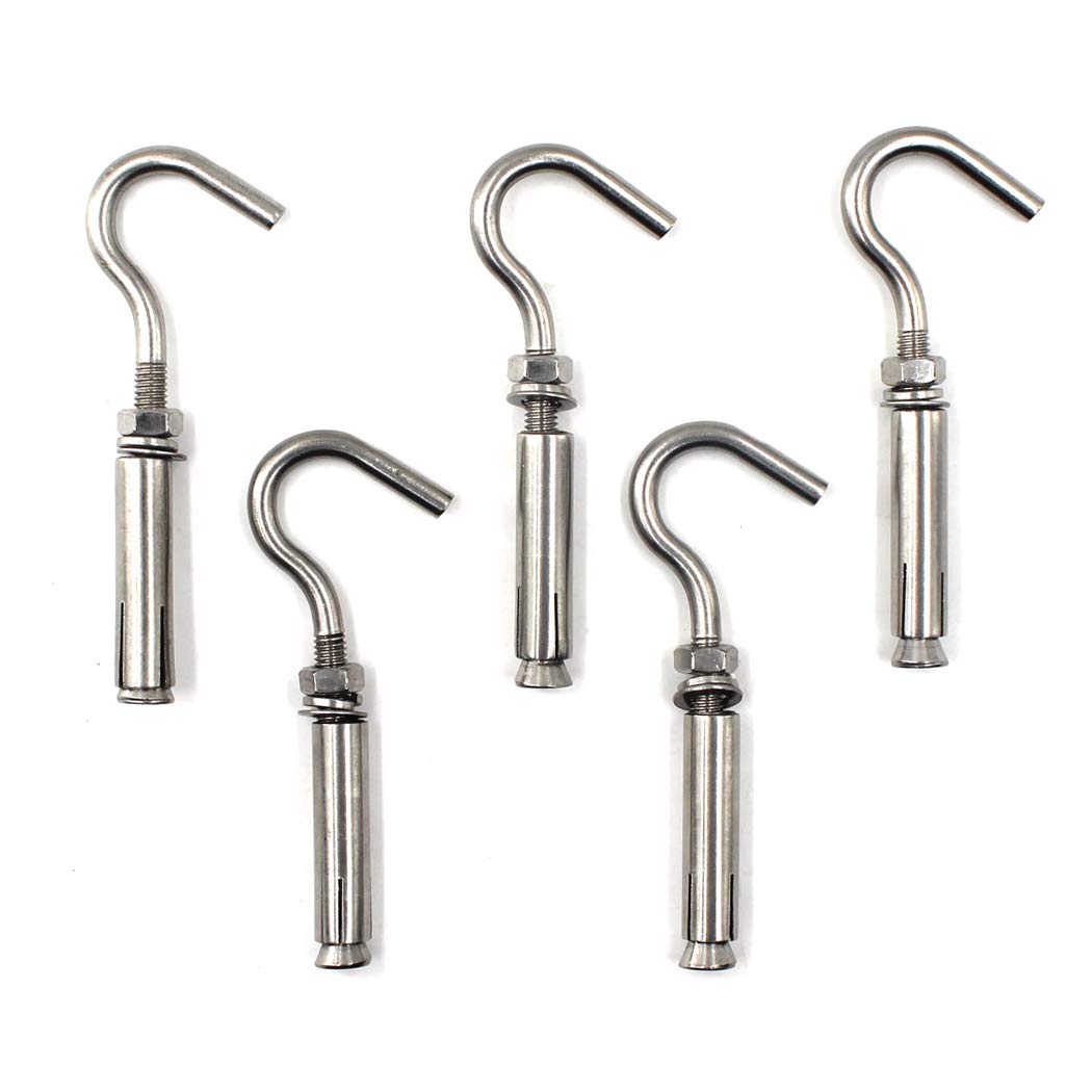 M6 Open Cup Hook Expansion Bolt 304 Stainless Steel Pack of 5