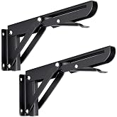 Sumnacon 2 Pcs Folding Shelf Brackets for Worktops,8 Inch ,Max Load 99lb | Heavy Duty Metal Triangle Table Bench Folding Shelf Bracket, Folding Shelf Hinge Wall Mounted for Laundry Rooms, Garage