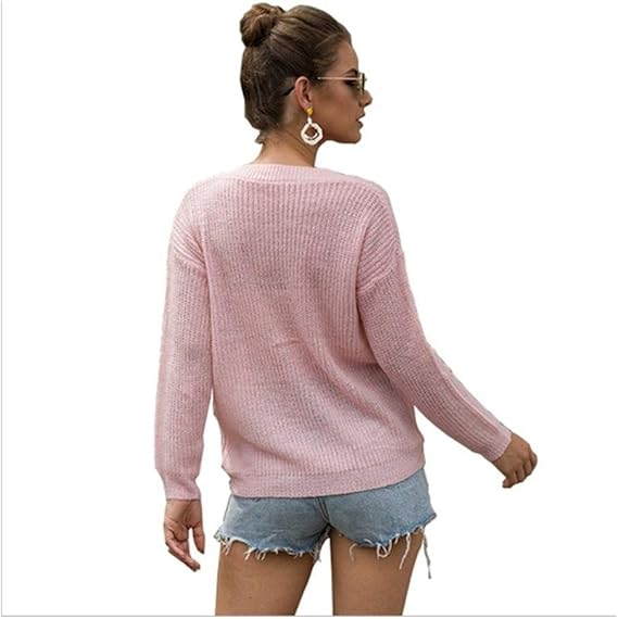 Amazon Ztian ニットセーター レディース 女性のためのセクシーなディープvネックニットシャツ薄いセーター セーター 通販