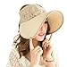 Women UPF 50+ Sun Protective Foldable Straw Wide Brim on Beach Sunscreen Visor Holiday Sunhat (One Size, Camel)