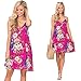 BTFBM Women's 2019 Summer Casual Floral Printed Sleeveless V-Neck Short Dress with Pockets (Rose Red, Small)