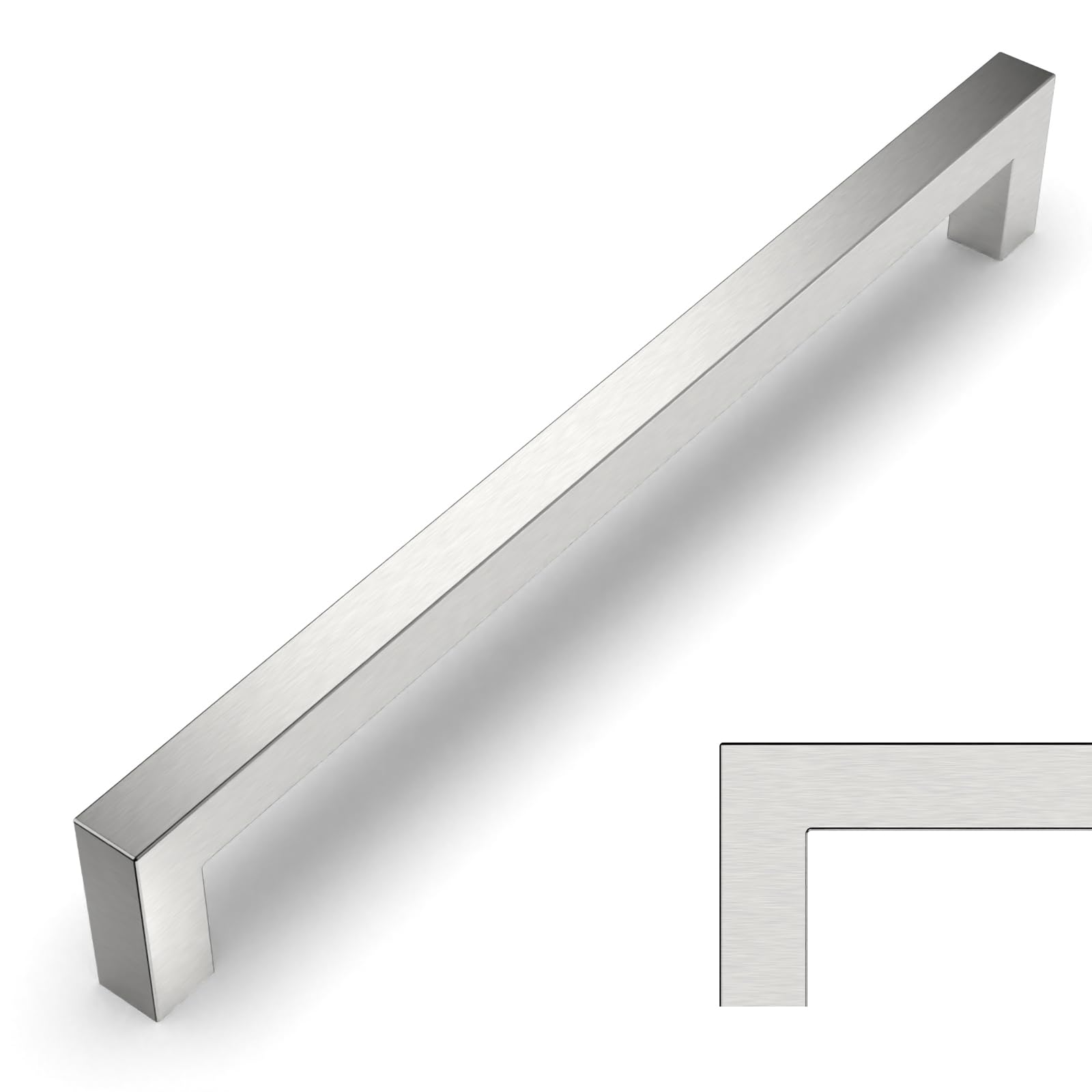 Photo 1 of Amerdeco 10 Pack Brushed Satin Nickel Cabinet Pulls 8 Inch(204mm) Hole Centers Kitchen Cabinet Handles Cabinet Hardware Cupboard Handles Square Drawer Pulls SH0004