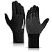 Touch Screen Gloves, TRENDOUX Unisex Knit Winter 360° Whole Palm Touchscreen Glove Men Women Texting Smartphone - Antislip - Elastic Cuff - Thermal Wool Lining - Hands Warm in Cold Weather - Black - L
