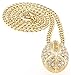 GWOOD Football Gold Color Iced Out Pendant with 24 Inch Long Cuban Link Necklace