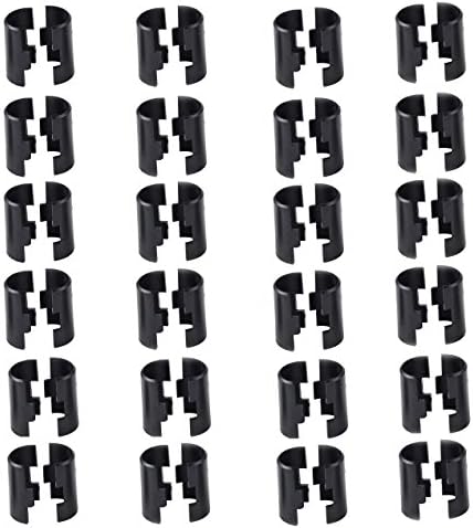 KOUSOU Wire Shelving Shelf Lock Clips for 1" Post, Shelving Sleeves, Plastic, Black (24-SET)