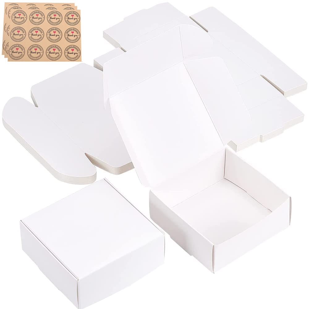 Aieraczy 30 Pieces Kraft Paper Gift Box, Candy and Party Treat Box, Decorative Wrap, Present Packaging 7.5 x 7.5 x 3cm for Birthdays, Weddings, Christmas, White
