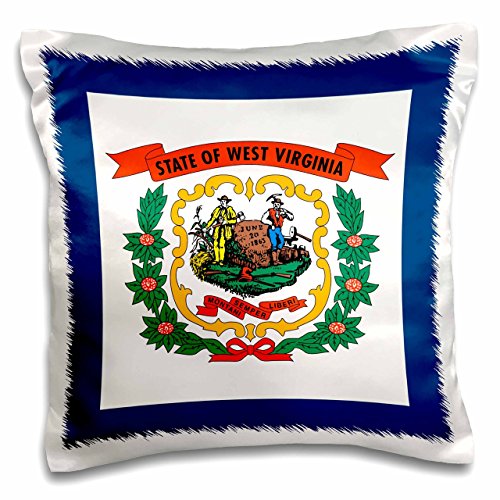 3dRose Flag of West Virginia WV - Us American United State of America USA. Farmer Miner Coat of Arms Wreath - Pillow Case, 16 by 16-inch (pc_159829_1)