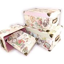 Cardboard Boxes With Lids Set of 3 of beige colors