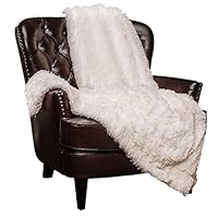 Chanasya Super Soft Shaggy Longfur Throw Blanket | Snuggly Fuzzy Faux Fur Lightweight Warm Elegant Cozy Plush Sherpa Fleece Microfiber Blanket | for Couch Bed Chair Photo Props - 50"x 65" - White