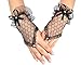 JISEN Woman Banquet Party Performance Fingerless Black Bow Sexy Lace Bridal Gloves 7
