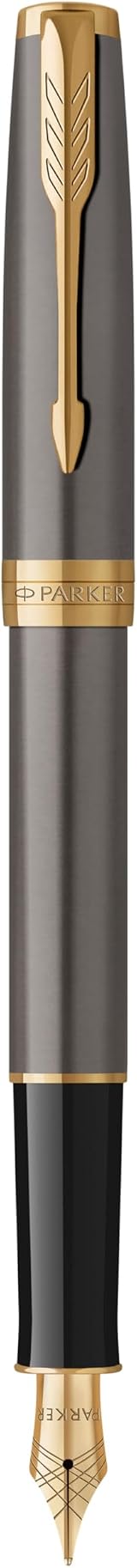 Parker Sonnet Fountain Pen Grey Lacquer Gold Trims Medium Nib Gift Box view 7