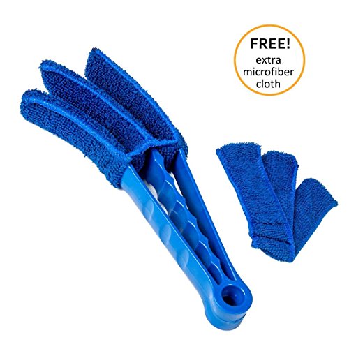 Window Blinds Duster Brush with 1 Microfiber Sleeve by CharaVector Removable for Window Blinds Duster Air Cond