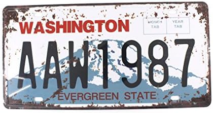6x12 Inches Vintage Feel Metal Tin Sign Plaque for Home,bathroom and Bar Wall Decor Car Vehicle License Plate Souvenir (WASHINGTON AAW1987)