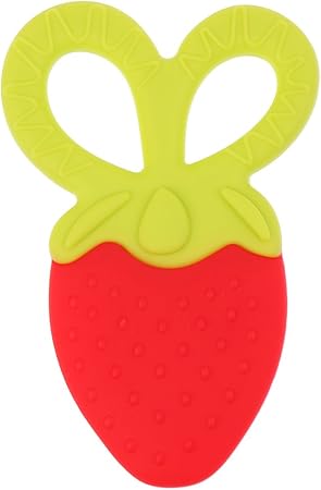 Amazon Co Jp 赤ちゃん ベビー 歯がため おしゃぶり おもちゃ 安全シリコン 全2パタン3色 赤 イチゴ おもちゃ