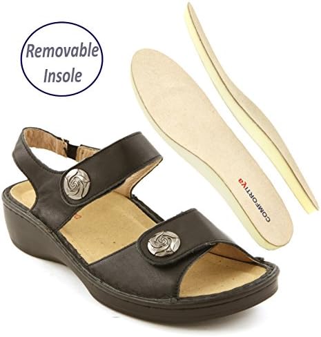 Comfortiya Women's Sharon Black Leather Casual Slingback Sandal Size 36 M EU / 5.5-6 B(M) US