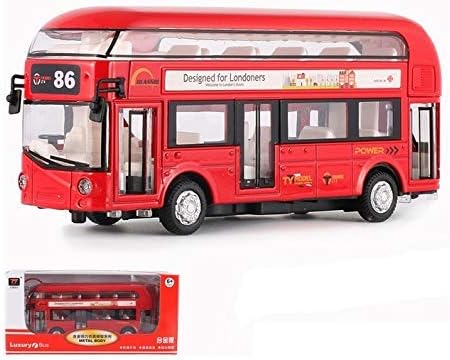 Raj Enterprises Die Cast Metal Double Decker London Bus Pull Back Play Toy Set with Lights and Music for Kids (Gift Box Collection)