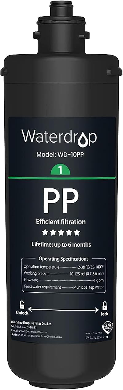 Waterdrop WD-10PP Under Sink Water Filter Replacement for TSA TSB 3-Stage