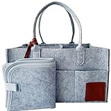 Diaper Caddy Organizer | Baby Felt Nursery Storage | Portable, Makes A CAR OR Plane Travel Easier | Unisex Shower Gift | by - GQ&C.