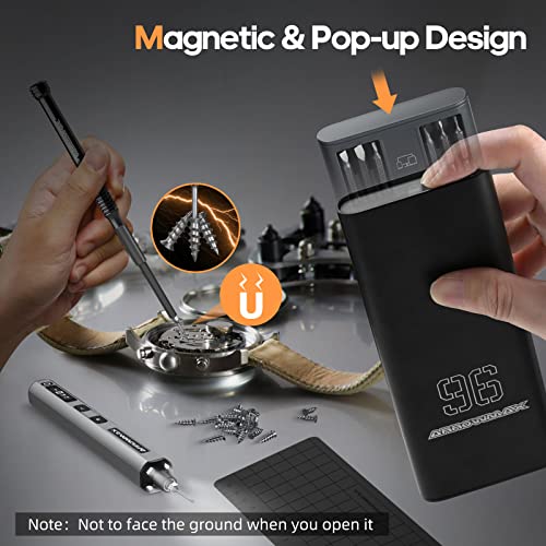 102 in 1 Electric Screwdriver, AM ARROWMAX Cordless Precision Screwdriver Set with 96 Magnetic Bits, Rechargeable Portable Electronic Screwdriver Set for Phone Laptop Camera Watch Computer (SES PLUS)