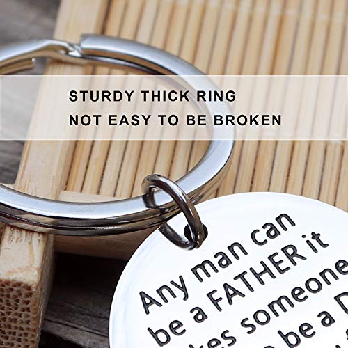 XGAKWD Father Stepdad Papa Keychain Gift Any Man Can Be A Father Thank 