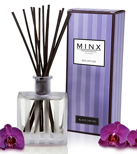 Black Orchid Aromatherapy Oil Reed Diffuser Gift Set MINX Fragrances | Green Citrus, Orchid, French Jasmine & Amber | Made in the USA