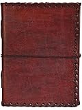 INDIARY Genuine Buffalo Leather Writing Journal With Strap closure and Handmade Paper - 7x5 Inch Simple And Elegant - EXPEDITION