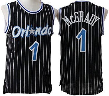 Mens Orlando Magic Tracy McGrady #1 Stripe Jersey Black L