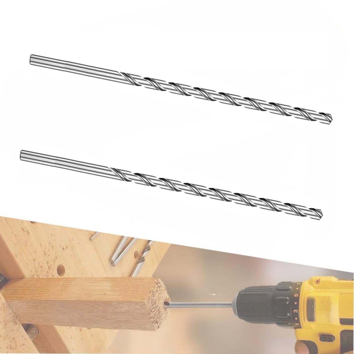 2 PCS 250MM X 7MM Extra Long Hss Drill Bit Set,Twist Drill Bits Straight Shank Tool Drill Bit (7MM)