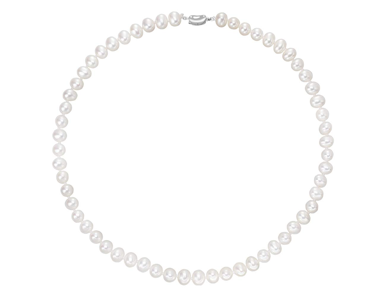 VIKI LYNN 8-9mm Pearl Necklace AAA Freshwater Cultured Pearl Sterling Silver Jewelry for Women-56cm